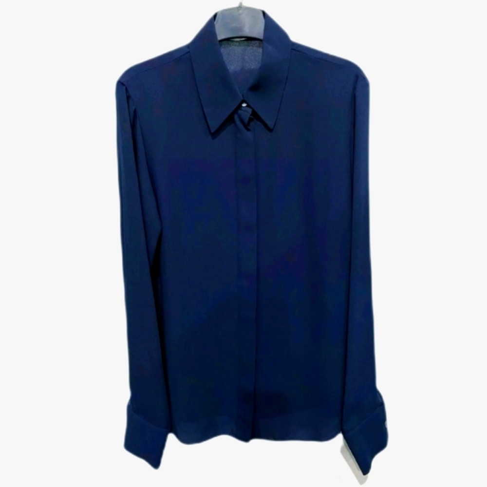 Louis Vuitton Uniformes Navy Chiffon Blouse SZ 54